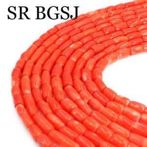 Kralen 67x1114mm Natuurlijke drumkolom Oranje koraal losse spacer kralen voor sieraden maken diy armband oorbellen accessoires 15 ''