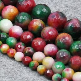 Perles 6mm 8mm 10mm 12mm 14mm, accessoires multicolores à facettes rondes, boule de pierre à faire soi-même, pièce accessoire pour la fabrication de bijoux, cadeaux de conception