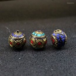 Perles 6 pièces mode népal cuivre entretoise 15mm à la main en laiton breloque métal Fit Bracelets bijoux à bricoler soi-même faisant des accessoires