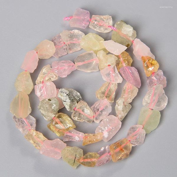 Perles 7-11MM Brut Rose Cristal Clair Quartz Pierre Améthystes Citrines Pépite Minéraux Irréguliers Gravier Perle Accessoires En Gros