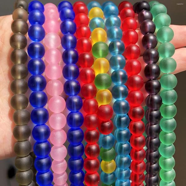 Perles 8 mm bleu noir blanc rouge verre mat grost cristal rond lâche espaceur pour les bijoux de bracelet de bricolage