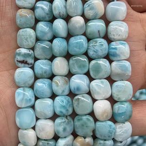 Perles 8mm naturel bleu Larimar 15 ''carré bricolage en vrac pour la fabrication de bijoux femmes Bracelets collier boucle d'oreille cadeau