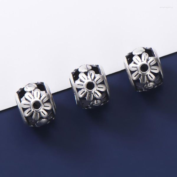 Perles 925 en argent Sterling fleur creuse ovale en vrac grand trou séparation entretoise S925 bricolage bijoux faisant des Bracelets