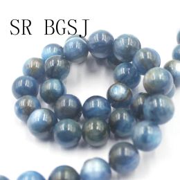 Perles 9 mm en gros de Blue Kyanite Stands Natural Stones Spacer Rounds Perles pour bijoux de bricolage Faire un brin 15 "