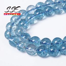 Perles Aaaaa Quartz naturel perles de topaze bleue perles de cristal bleu perles de pierre naturelle pour la fabrication de bijoux collier à faire soi-même Bracelet