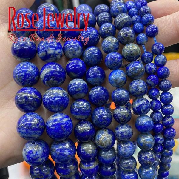 Perles aaaaa Natural Real Lapis Lazuli Perles en pierre Round Perles en vrac 4 6 8 10 MM Taille de choix pour les bijoux Making DIY Bracelet 15 