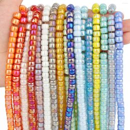 Contas ab cor de cor de vidro revestido de vidro branco cilindro vermelho abacus solto rondelle para jóias fazendo bracelete artesanal DIY