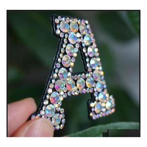 Perles Arts Artisanat Cadeaux Maison Jardin 26 Lettres Strass Alphabet ABC Coudre Fer Ones Rainbow Brillant Badges Pour Nom DIY Robe Drop Dhr75