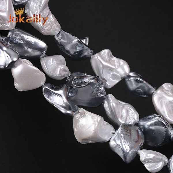 Perles Perles de forme irrégulière baroques galvanoplastie coquille blanche noire perles d'espacement en vrac 1620mm pour la fabrication de bijoux Bracelets à faire soi-même