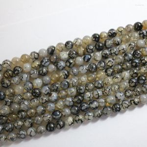 Perles belles veines de Dragon noir Onyx naturel cornaline Agat 6mm 8mm 10mm 12mm pierre ronde faisant cadeau A26