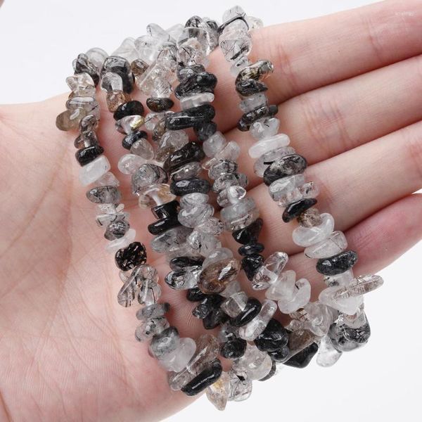 Perles cheveux noirs cristal pierre naturelle irrégulière pour la fabrication de bijoux Bracelet à breloques collier boucles d'oreilles accessoires 15 ''brin