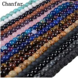 Kralen Chanfar 4 6 8 10mm Natuursteen Kralen Zwarte Lava Tijgeroog Bulk Losse Stenen Kralen Voor DIY Maken Armband Ketting Sieraden