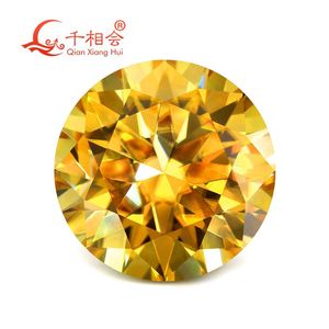 Perles moins chères de 5mm à 11mm, champagne ou citron, couleur jaune vif, rondes et brillantes, moissanite, pierre précieuse en vrac