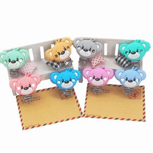 Kralen Chenkai 10PCS Schattige Beer Siliconen Fopspeen Clip Dieren houder Bijtringen Voor DIY Baby Verpleging Fopspeen Clips Kettingen Accessoires