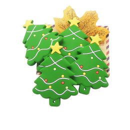 Kralen Chenkai 5PCS Siliconen Kerstboom Bijtring Baby Leuke Bijtring Voor DIY Baby Verpleging Kauwen Bijtring Ketting Hanger Ketting speelgoed