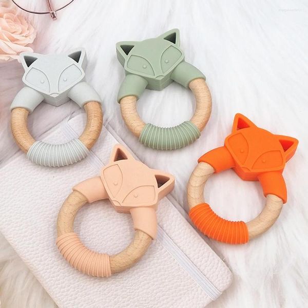 Cuentas Chenkai 5 piezas silicona madera mordedor bebé Animal para DIY enfermería masticar cadena colgante collar juguete