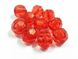 Perles (choisissez la taille en premier) 10mm/12mm/14mm/16mm/18mm/20 grosses perles acryliques transparentes à facettes rouges