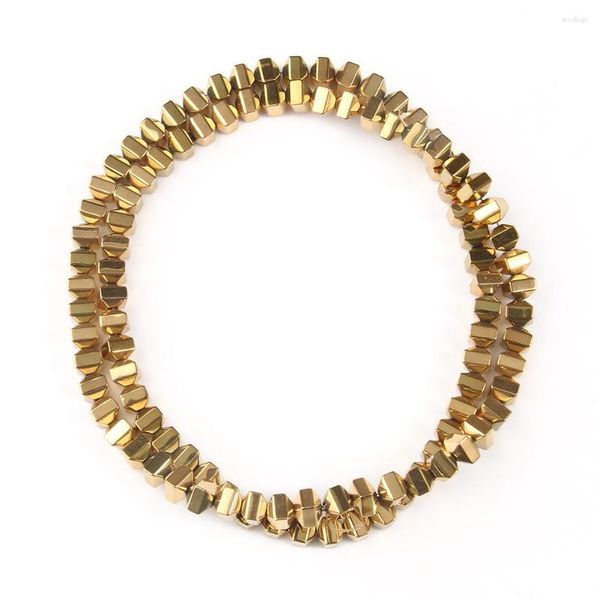 Perles de rétention de couleur, pierre naturelle hématite dorée pour la fabrication de bijoux, bracelet à bricoler soi-même, minéral de 15 pouces, vente en gros