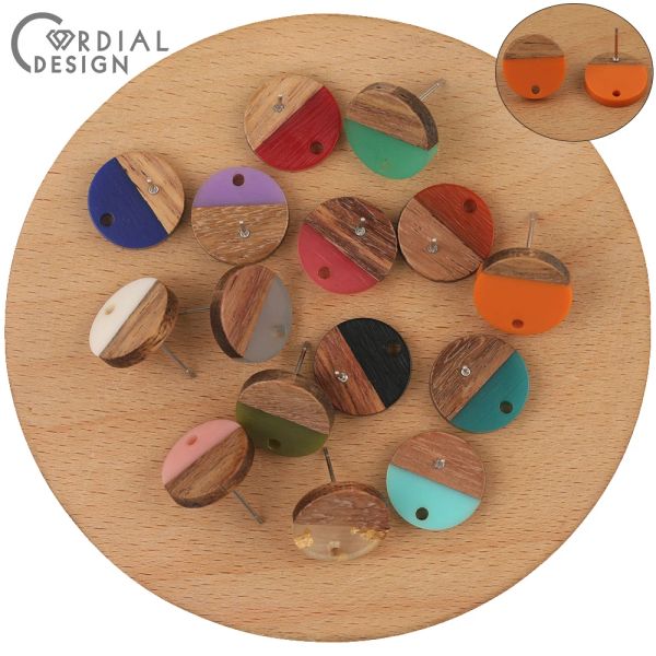 Perles Cordial Design 100pcs 15 * 15 mm Accessoires de bricolage / boucles d'oreilles Stumps / bois naturel / Forme ronde / Fabrication à main / Bijoux Composants