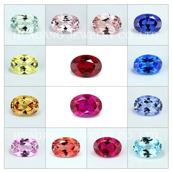 Les perles cultivent des pierres précieuses multiples couleurs Sapphire Ovale Shape Laboratory cultivé par des pierres précieuses en vrac Czochralski pour la fabrication de bijoux