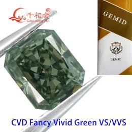 Perles CVD diamant fantaisie vert vif 1,2 ct VS1 clarté forme rayonnante GEMID certifié diamant de laboratoire pierre en vrac