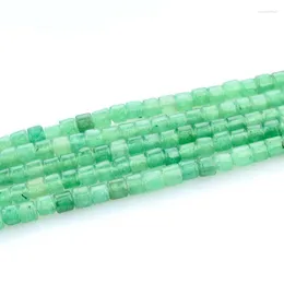 Perles délicates en pierre verte naturelle, cylindrique, ample, 4m, semi-précieuses, pour la fabrication de bijoux, collier, Bracelet, 38cm