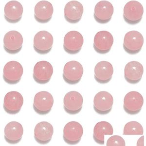 Beads Factory Perles de quartz rose naturel de 8 mm, pierres précieuses rondes en vrac, cristal d'espacement pour la fabrication de bijoux, arts de jardin, artisanat Dhik7