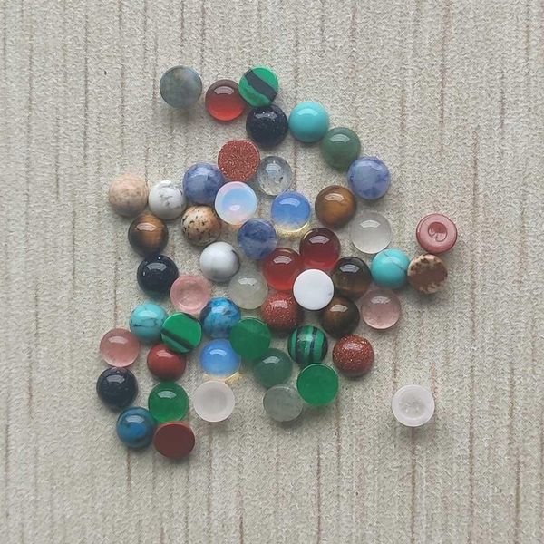 Perles Fashion de bonne qualité assorties en pierre naturelle à cabine ronde à cabine Cabochon perles pour les accessoires de bijoux 4 mm en gros 50pcs / lot gratuit