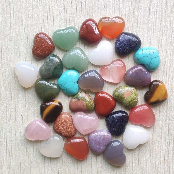 Perles Mode bonne qualité assortiment de cabochons en pierre naturelle perles de coeur pour la fabrication de bijoux 15x18mm en gros 30 pièces/lot livraison gratuite