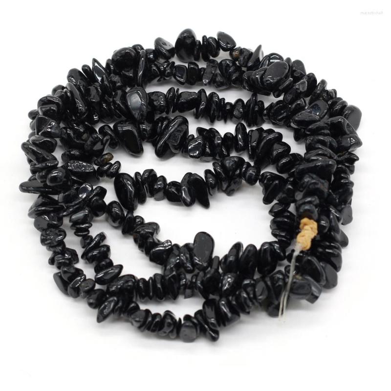Koraliki moda nieregularna 5-8 mm naturalny kamień czarny czarny agat Żwirowy koralik do biżuterii produkująca akcesoria bransoletki DIY