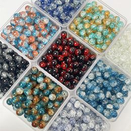 Perles pour Bracelet, bijoux à bricoler soi-même, accessoires de fabrication, fournitures, vente en gros, perles craquelées en verre rose bleu, 10mm, nouveauté 2023