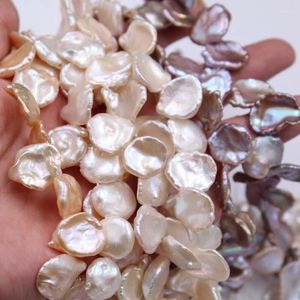Perles perle d'eau douce blanc/rose/violet plat ovale 14-18mm Reborn Keshi 37cm FPPJ gros Nature en vrac pour bijoux à bricoler soi-même