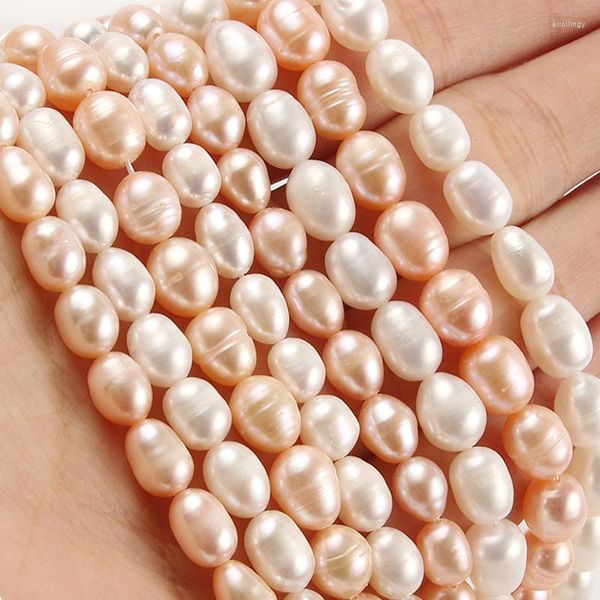 Perles perles d'eau douce blanc rose forme ovale en vrac pour la fabrication de bijoux bricolage femmes collier élégant cadeau d'amitié
