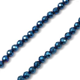 Kralen Grade A 6mm Hematiet Natuurlijke Ronde Blauwe Facet Losse Spacer DIY Maken Sieraden Geschenken 1Strand (Ongeveer 65 Stuks/Strand)