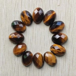 Perles de haute qualité Tiger Tiger Eye Stone ovale Cabochon coupé Perles à facettes 13x18 mm pour les accessoires de bijoux faisant gratuitement en gros 12pcs