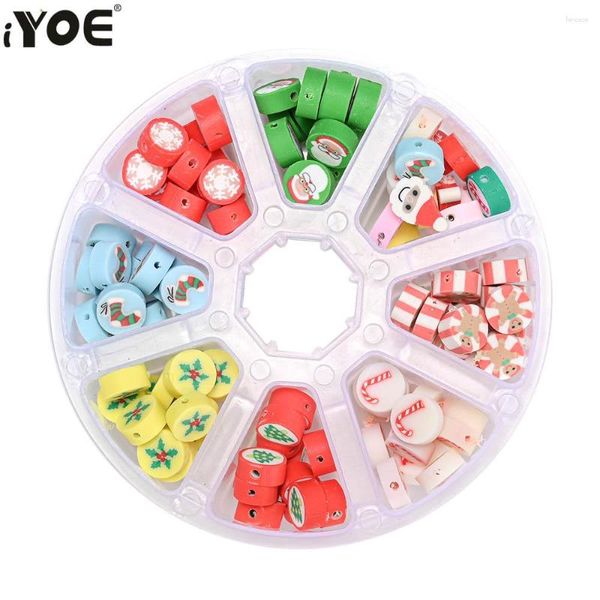 Cuentas IYOE 120 Uds 10mm Kit de Navidad Santa copo de nieve muñeco de nieve arcilla polimérica para DIY collar pulsera conjunto de fabricación de joyas