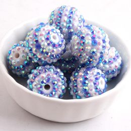 Perles Kwoi vita 100 pièces 20mm bleu foncé ab/blanc ab couleur vente en gros grosse résine strass perles boule pour enfants bijoux