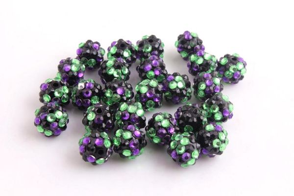 Perles Kwoi vita 12mm 20mm noir lime violet confettis couleur grosse résine strass perles boule pour enfants bijoux
