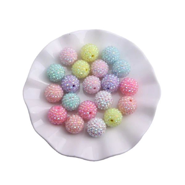 Perles Kwoi Vita 12 mm 20 mm pastel coloré AB Chunky Resin Rigin Bling Ball Bols Perles pour stylo perle