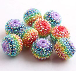 Beads Kwoi Vita 22 mm Rainbow Strip AB Color Chunky Resina Rhinestone Beads Ball