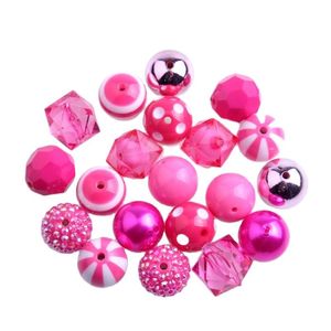 Perles Kwoi vita AM05 couleur rose vif conception personnalisée mélange de perles acryliques pour enfants gros collier de perles bijoux 20mm 50 pcs beaucoup