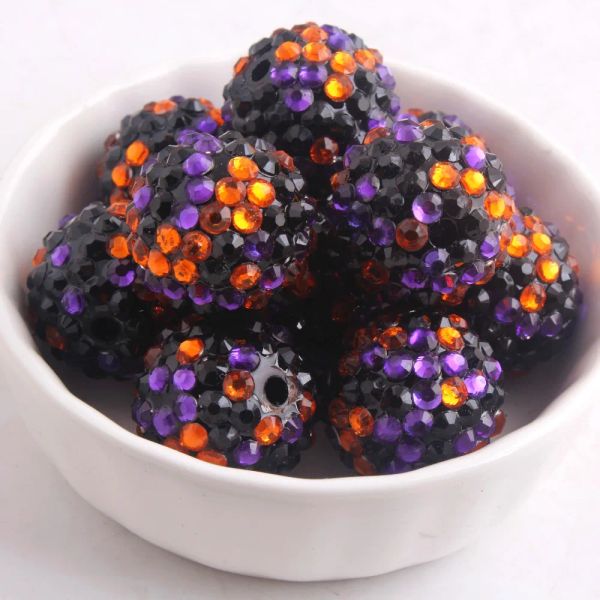 Beads Kwoi Vita Black Purple Orange Confetti Resina Bola de dianos Renúdas Al Manoa de 20 mm Cordas 100 PCS Joyas para niñas para niños