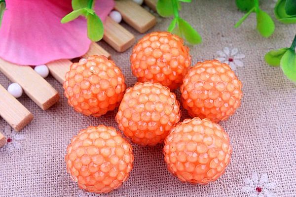 Perles Kwoi Vita Orange Clear Resin Rison Ball Bols Bels 20 mm Chunky 100pcs Kids Jewelry