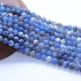 Perles LS Pierre Naturelle Bleu Foncé Feu Agates Onyx Ronde En Vrac Pour La Fabrication De Bijoux 15 '' Brin 6/8/10mm DIY Bracelets Colliers