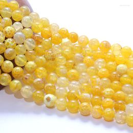 Perles Ls Stone Natural Yellow Fire Agates Round pour les bijoux Fabriquant en gros ONYX Collier Bracelet Bijoux 6/8/10mm