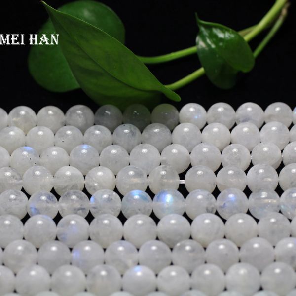 Perles Meihan Natural (1 Strand) authentique A +++ Rainbow Moonstone 8 mm Smooth Round Beads Stone pour DIY Making Bielry Wholesale