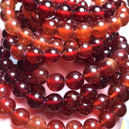Perles meihan naturel aa pyrope orange grennet lisse rond perles lâches pour les bijoux de conception bricolage