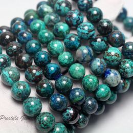 Perles meihan naturel aaa chrysocolla bracelet lisse rond rond des perles pour la fabrication de bijoux de la fabrication de bricolage