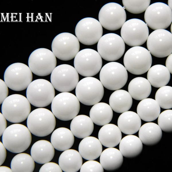 Perles Meihan livraison gratuite en gros Agate blanche naturelle perles rondes lisses en vrac pour la conception de fabrication de bijoux