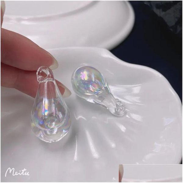 Cuentas Orden mínima 12 unids / lote AB Impresión en color Núcleo de agua Geometría Forma de gota Bolas de vidrio DIY Joyería Pendiente / Accesorio de ropa Entrega H Dhnuw